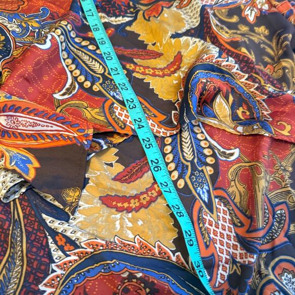 Chico's Paisley Asymmetrical Lace Up Blouse Top Sz XL Multicolor Bohemian Hippie - Picture 8 of 9